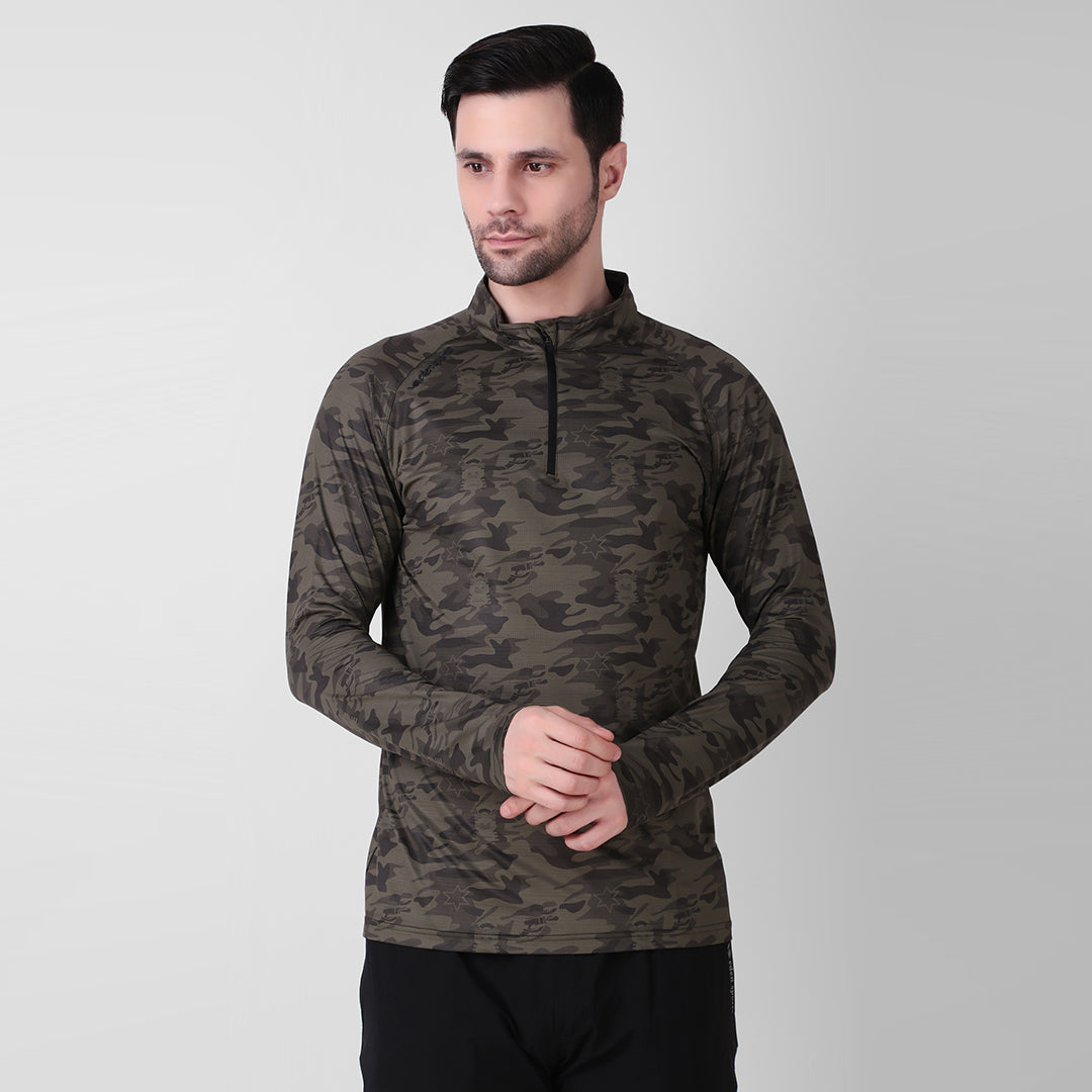 Camo Print Zip Teee