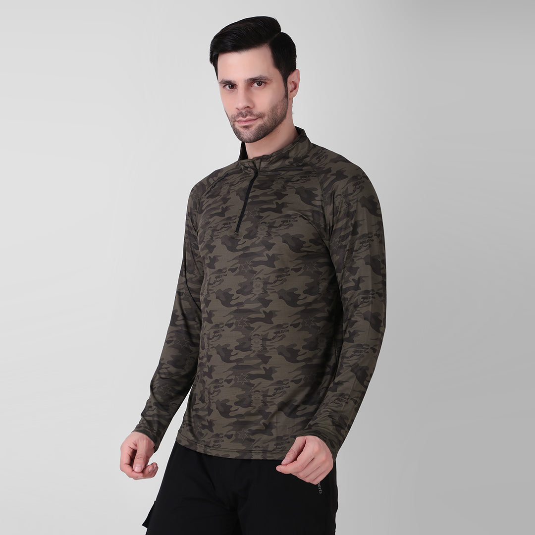 Camo Print Zip Teee