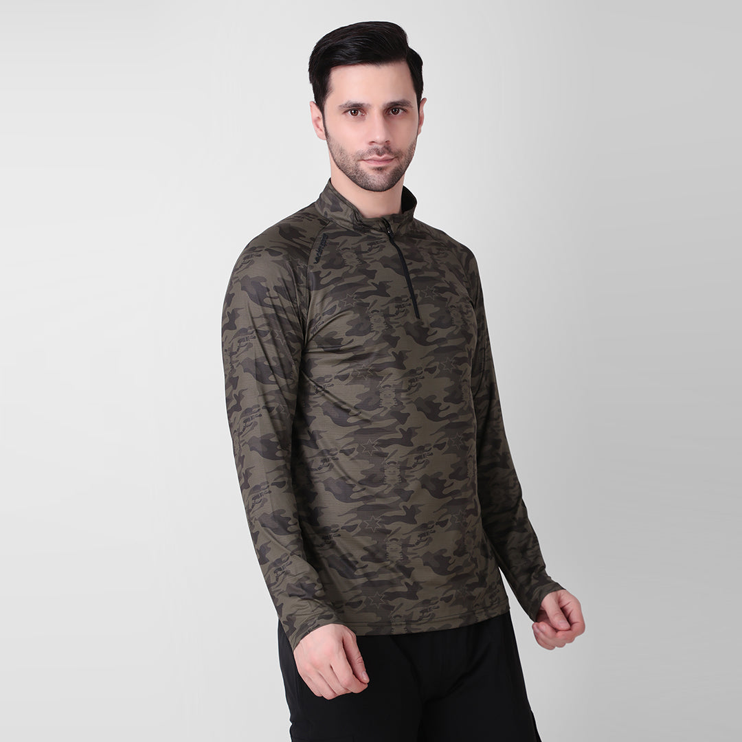 Camo Print Zip Teee