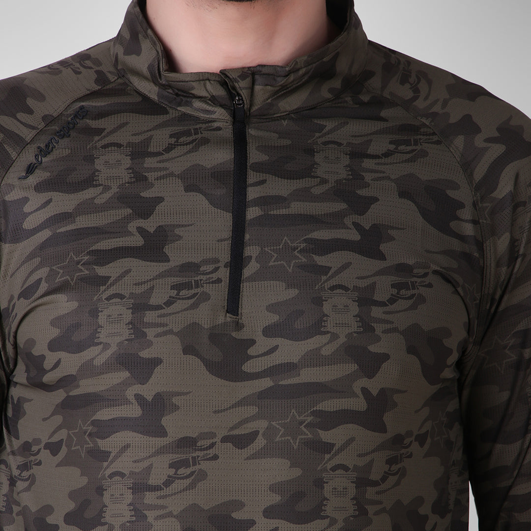Camo Print Zip Teee
