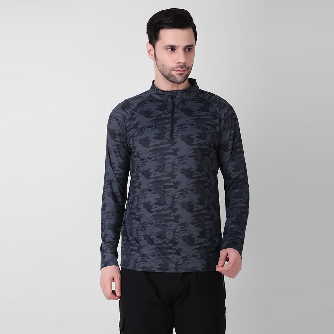 Camo Print Zip Teee