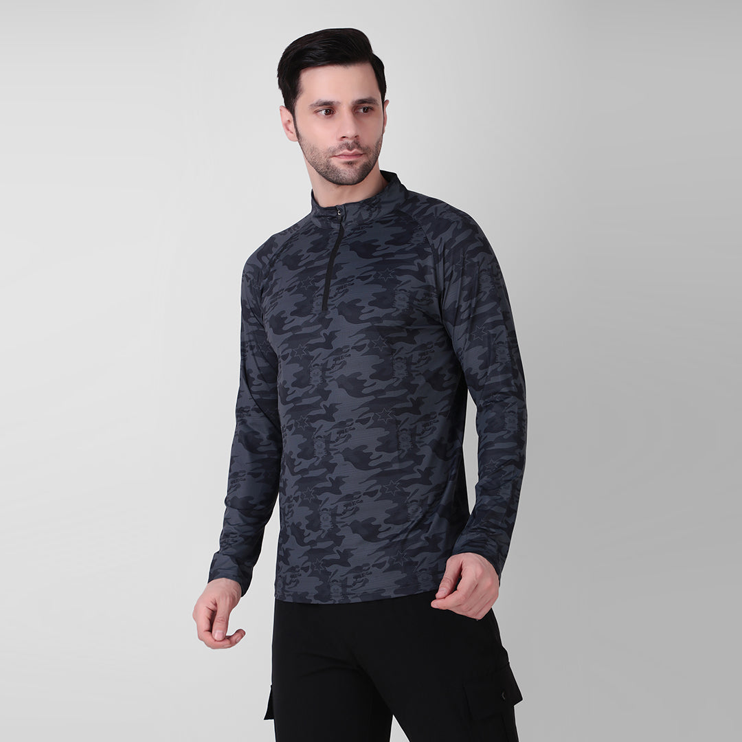 Camo Print Zip Teee